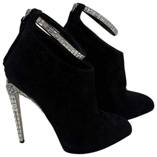 Giuseppe Zanotti x Jennifer Lopez Black Suede Crystals Ankle Zip Bootie