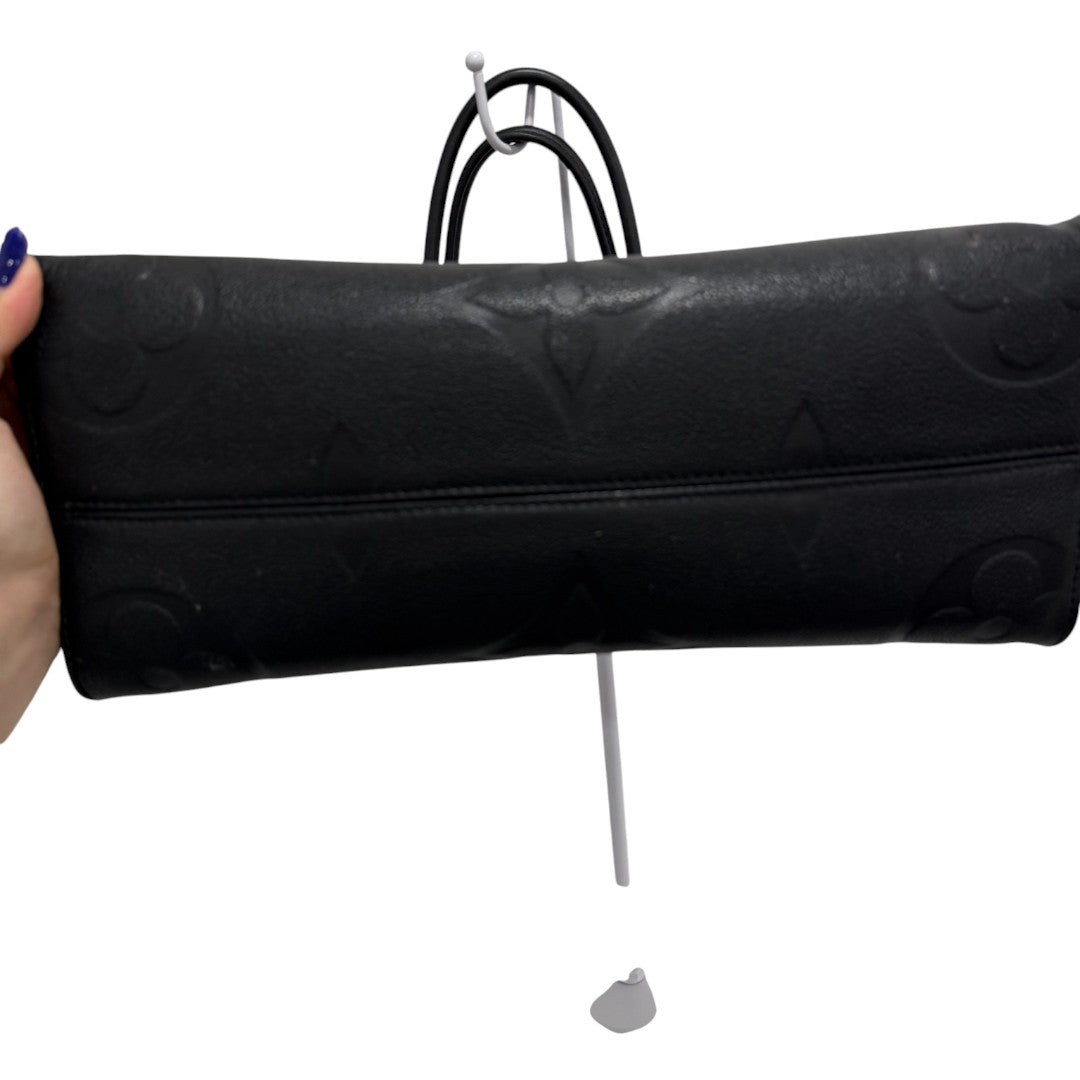 Louis Vuitton On-The-Go Tote Bag Black Embossed LV Monogram Leather