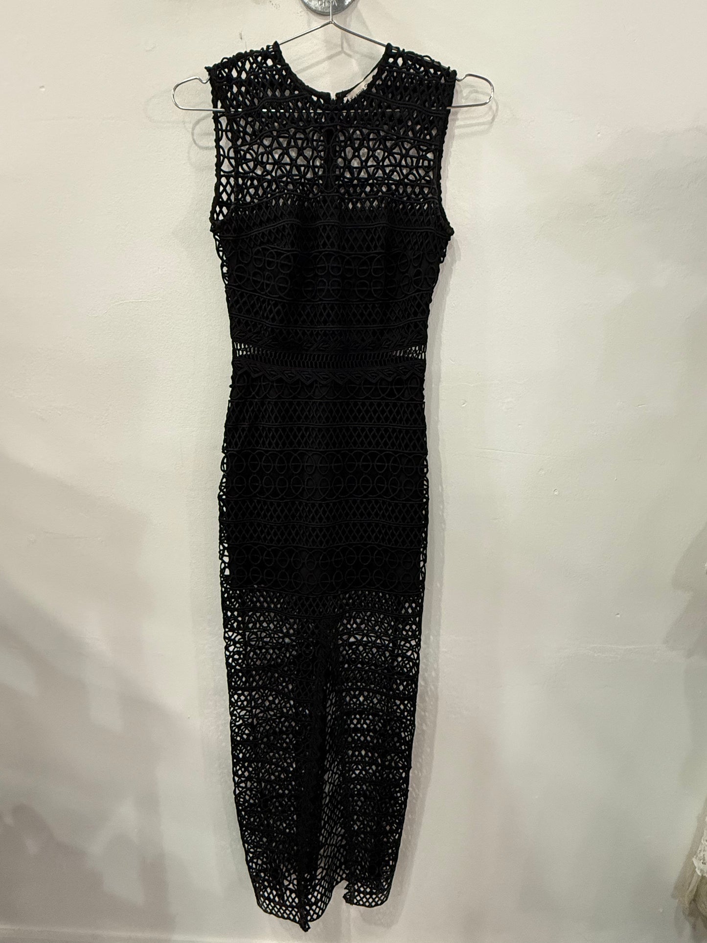 Karina Grimaldi Sleeveless Crochet Sheer Lace Midi Dress Black Women's Size XS