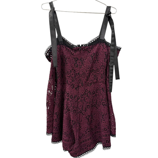 NWT Alexis Krysten Lace Floral Cold-Shoulder Tie Peplum Top Burgundy Size XS