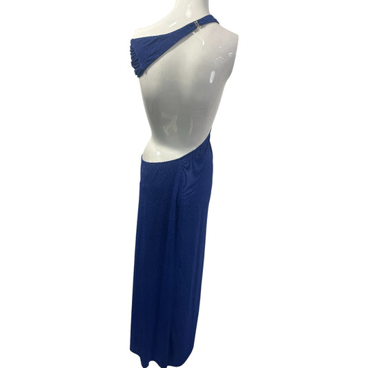 Baobab Noah Navy Blue One Shoulder Cut-Out Detail Maxi Evening Dress