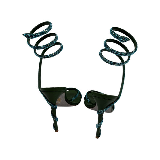 Rene Caovilla Green Cleo Crystal Embellished 105 Strappy Sandals