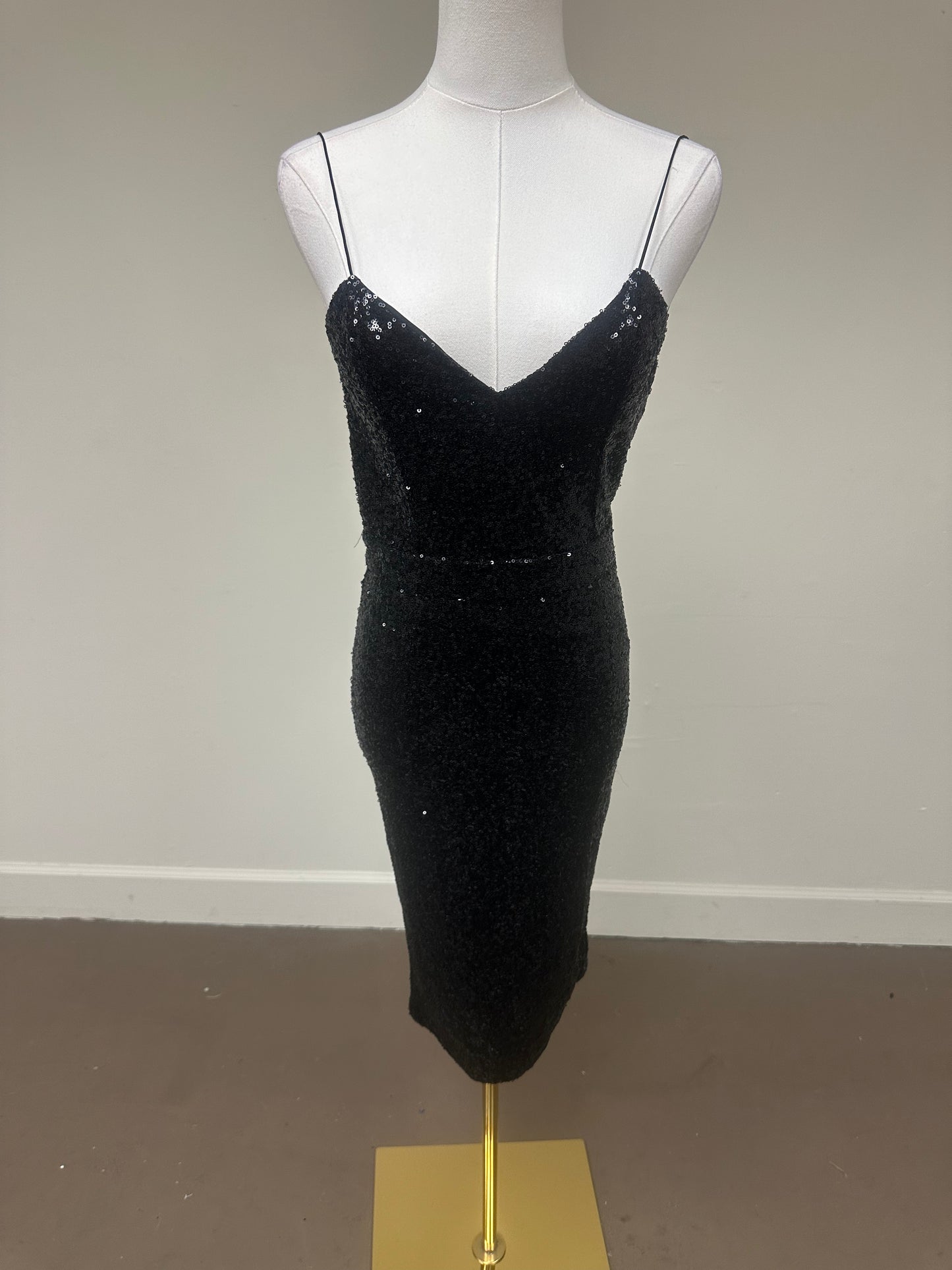 Rehab Nearly Naked Backless Sequin Midi Dress Black Size S