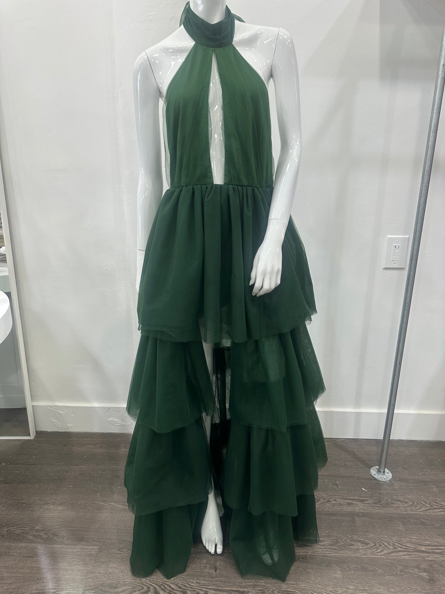 Lovers and Friends Kleid Justine Tiered Tulle Maxi Dress Forest Green Size Small