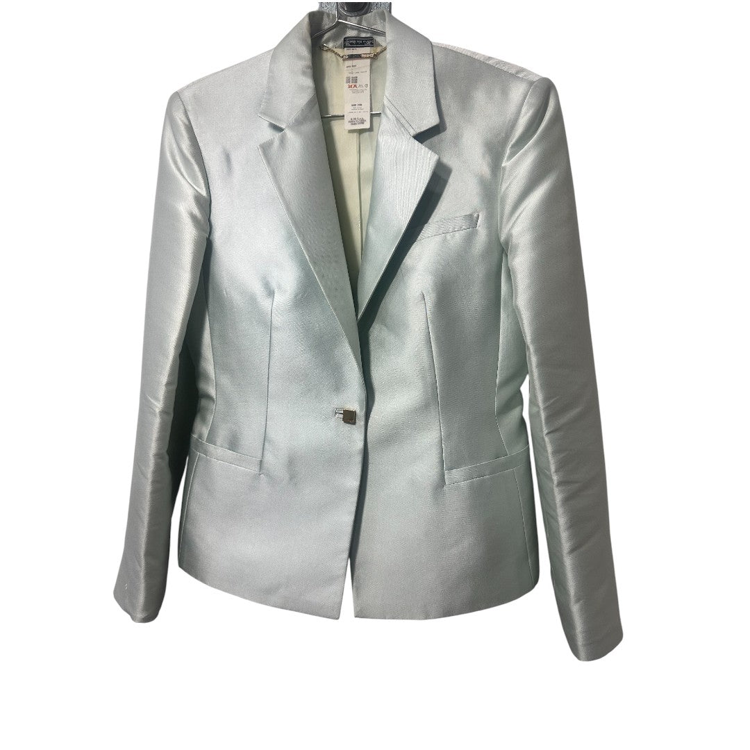 Versace Metallic Silk Boxy Patch Pocket Blazer