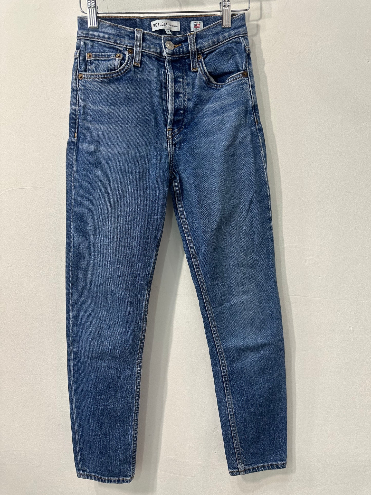 Re/Done Originals High Rise Ankle Crop Denim Jean Blue Mid 70s Women's Size 24