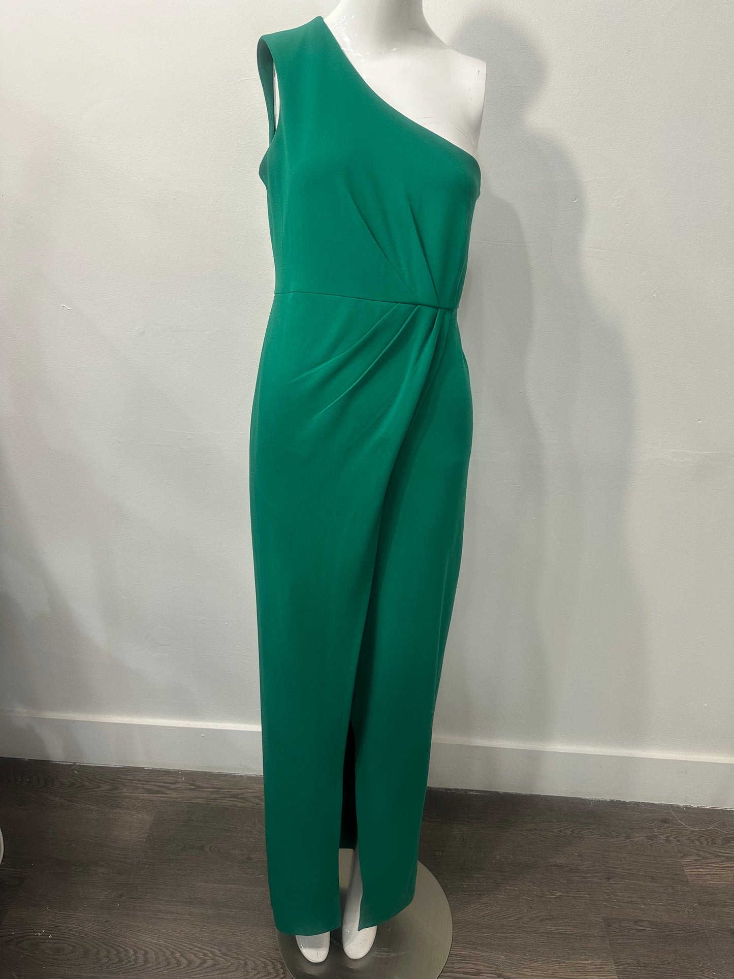Calvin Klein One-Shoulder Waist Ruched Maxi Sheath Dress Green Women's Size 4