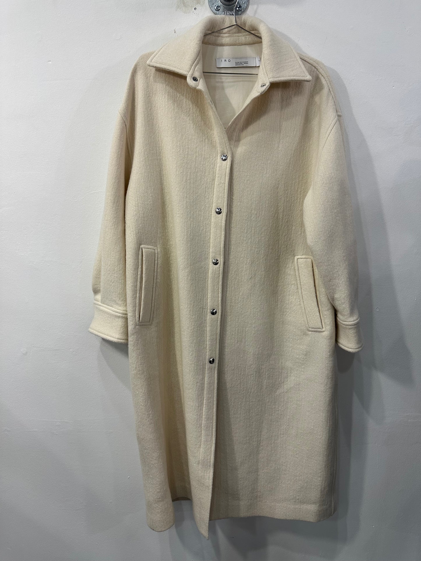 Iro Paris Wool Blend Brushed-Twill Kizzu Coat Cream Women's Size 34