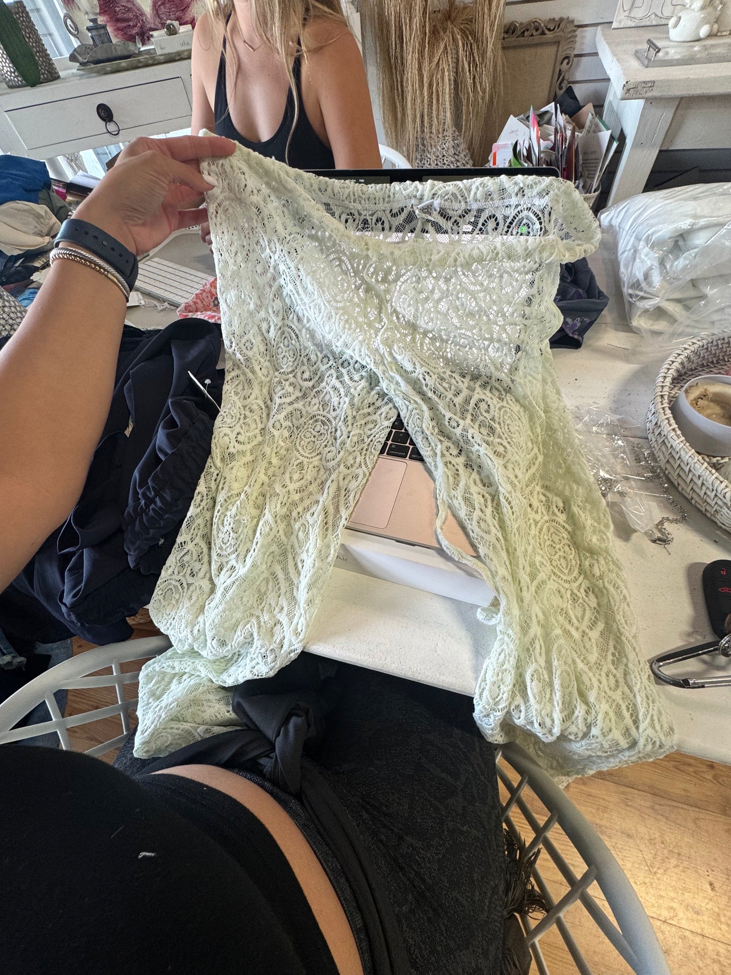 Becca by Rebecca virtue white cover up pants size M