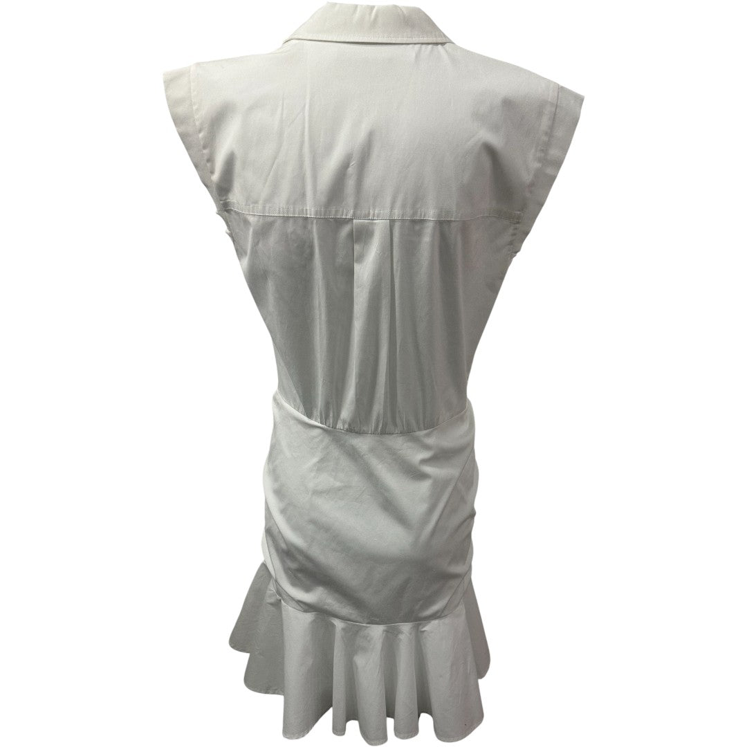 Veronica Beard Bell Button Down Ruched Shirtdress White