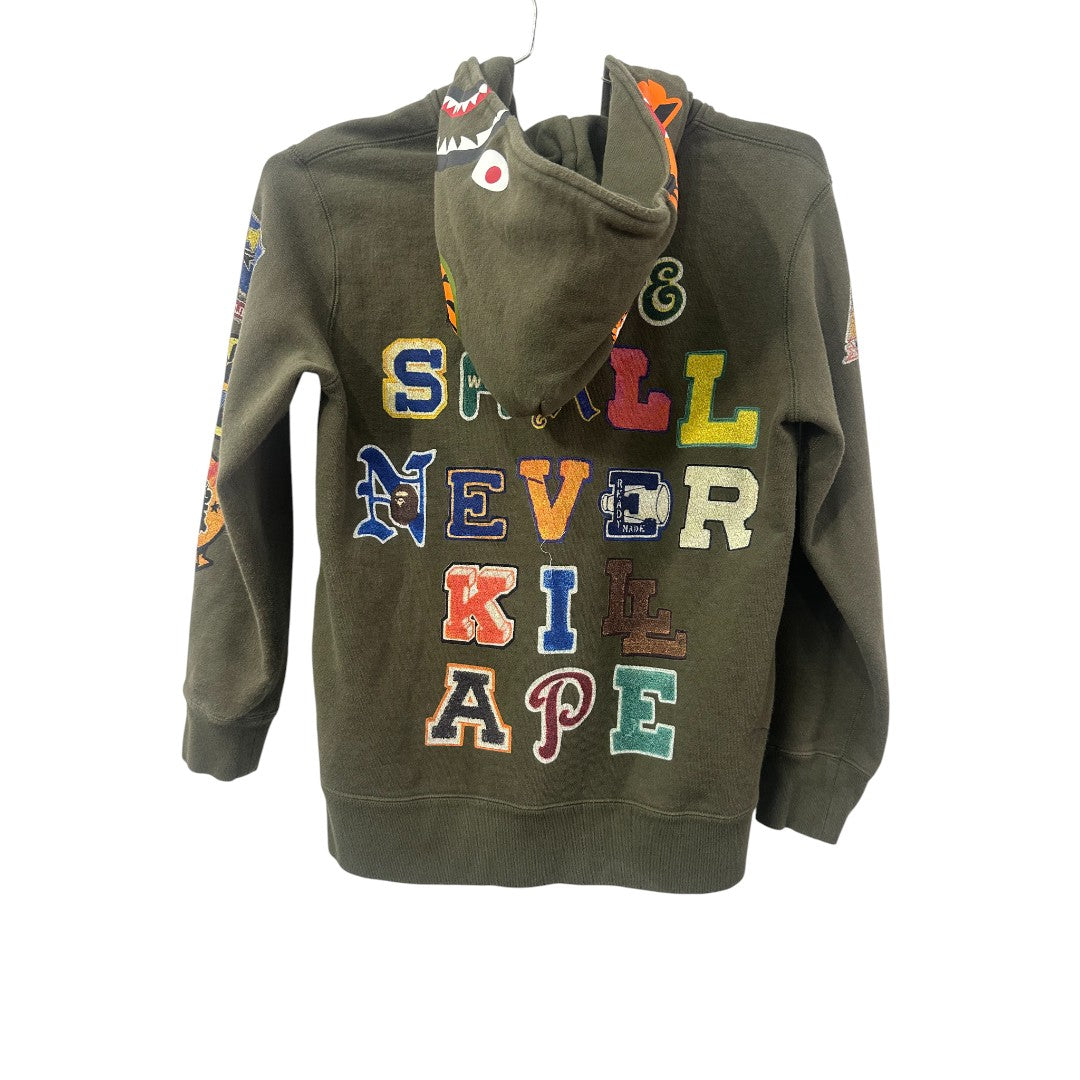 A Bathing Ape Olive Green Bape Full-Zip Shark Hoodie