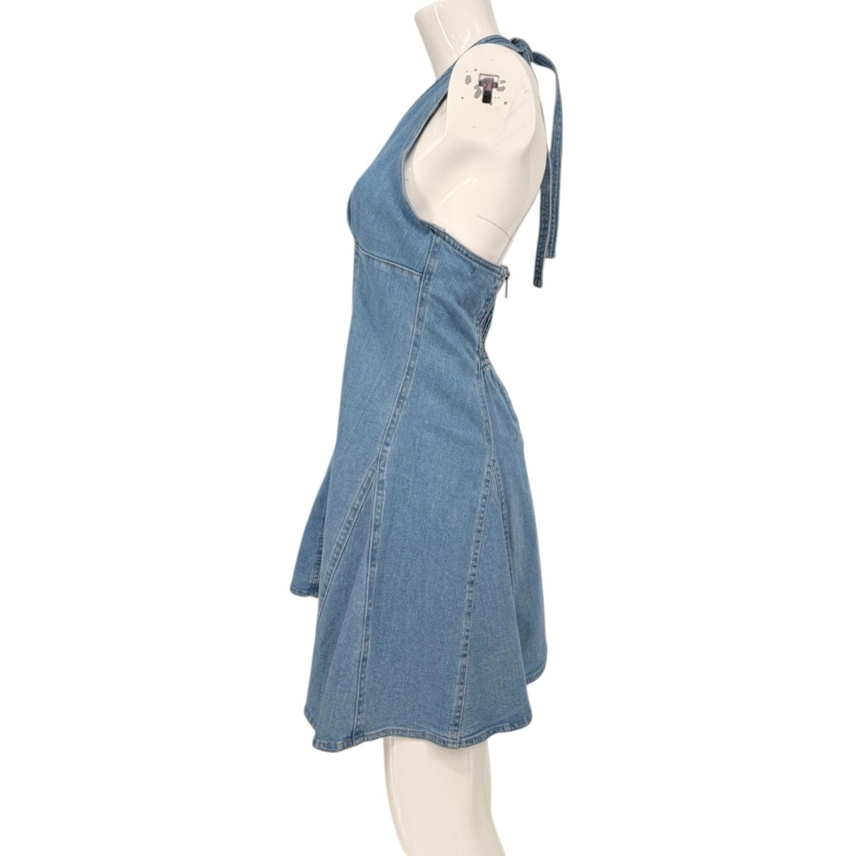 Steve Madden Cotton Blend Denim Malia Halter Skater Mini Dress