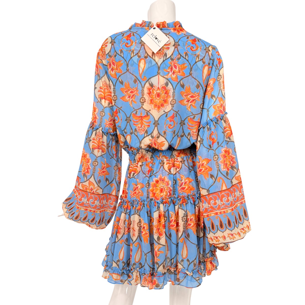 Misa Elisabetta Floral Ruffle Long Sleeve Pleated Mini Dress