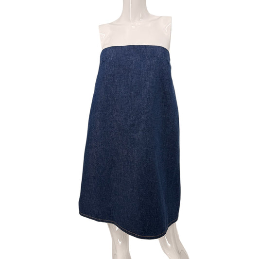 Frame Cotton Denim Strapless Mini Dress