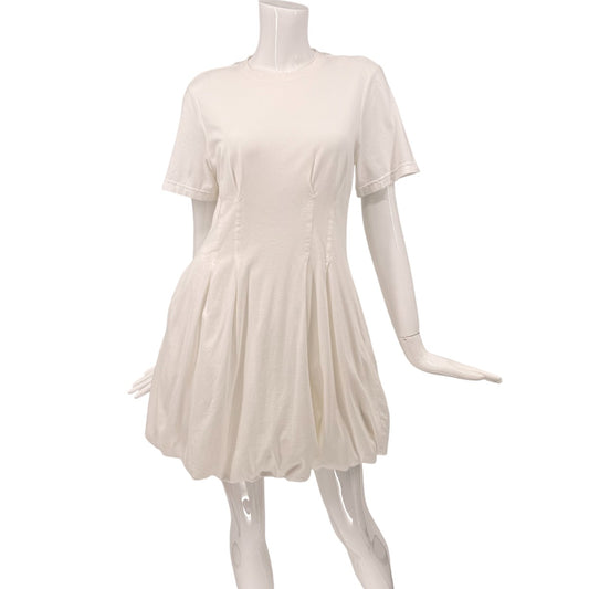 Simkhai Cotton Blend Bubble Hem Mini Shirt Dress