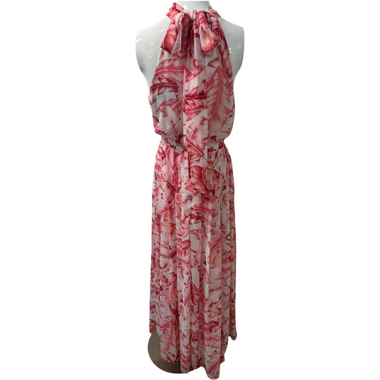 Eva Mendes x New York & Company White Red Leaf Print Maxi Dress