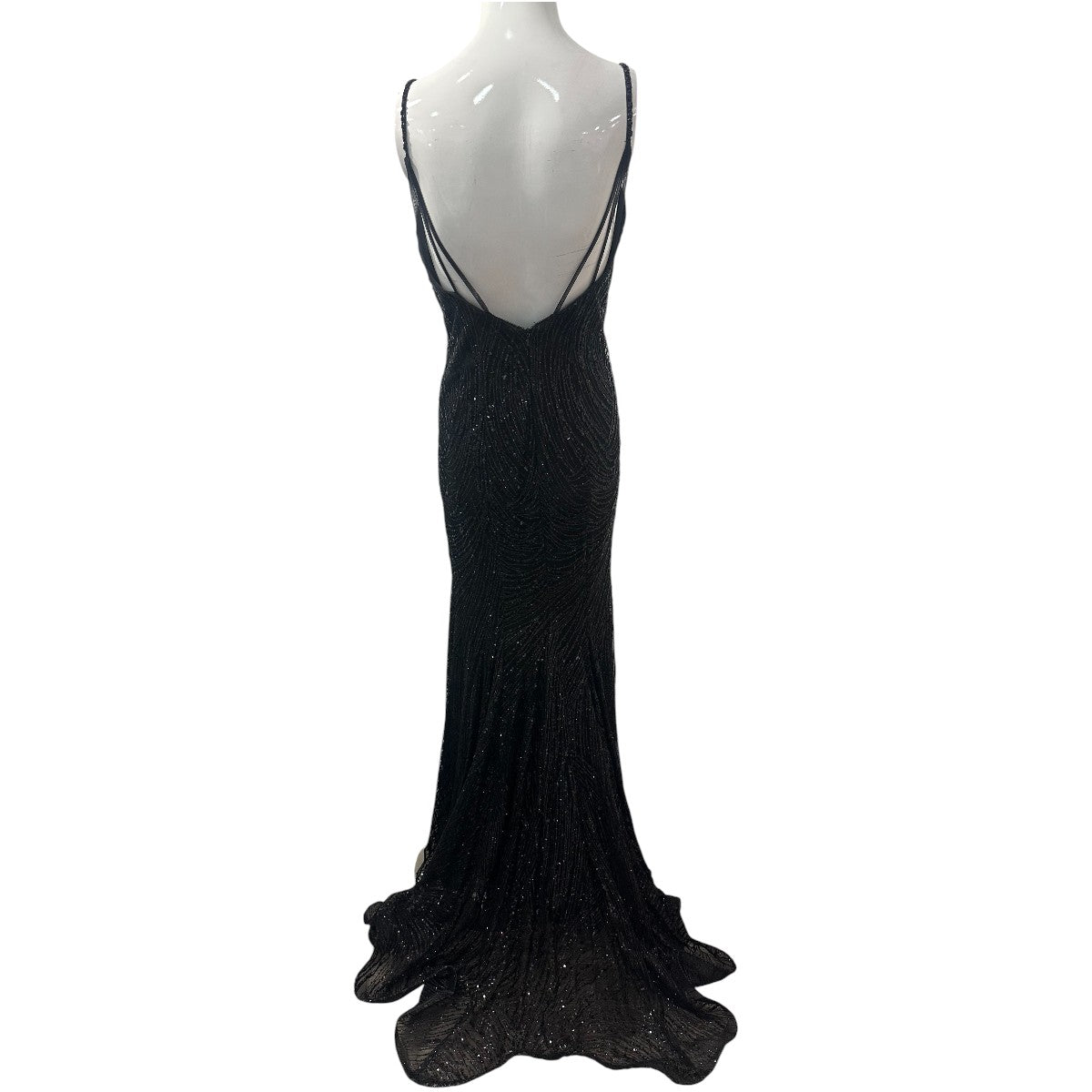 Ladivine By Cinderella Divine CR844 Black Sequin Slit Mermaid Maxi Dress