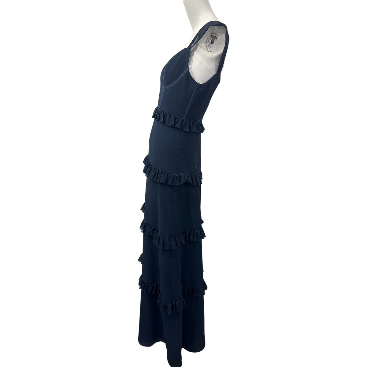 Revelry Sloane Navy Blue Chiffon Sleeveless Corset A-line Maxi Dress