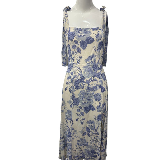 Reformation Lucerne Twilight Floral Print Ruched Midi Dress Women's