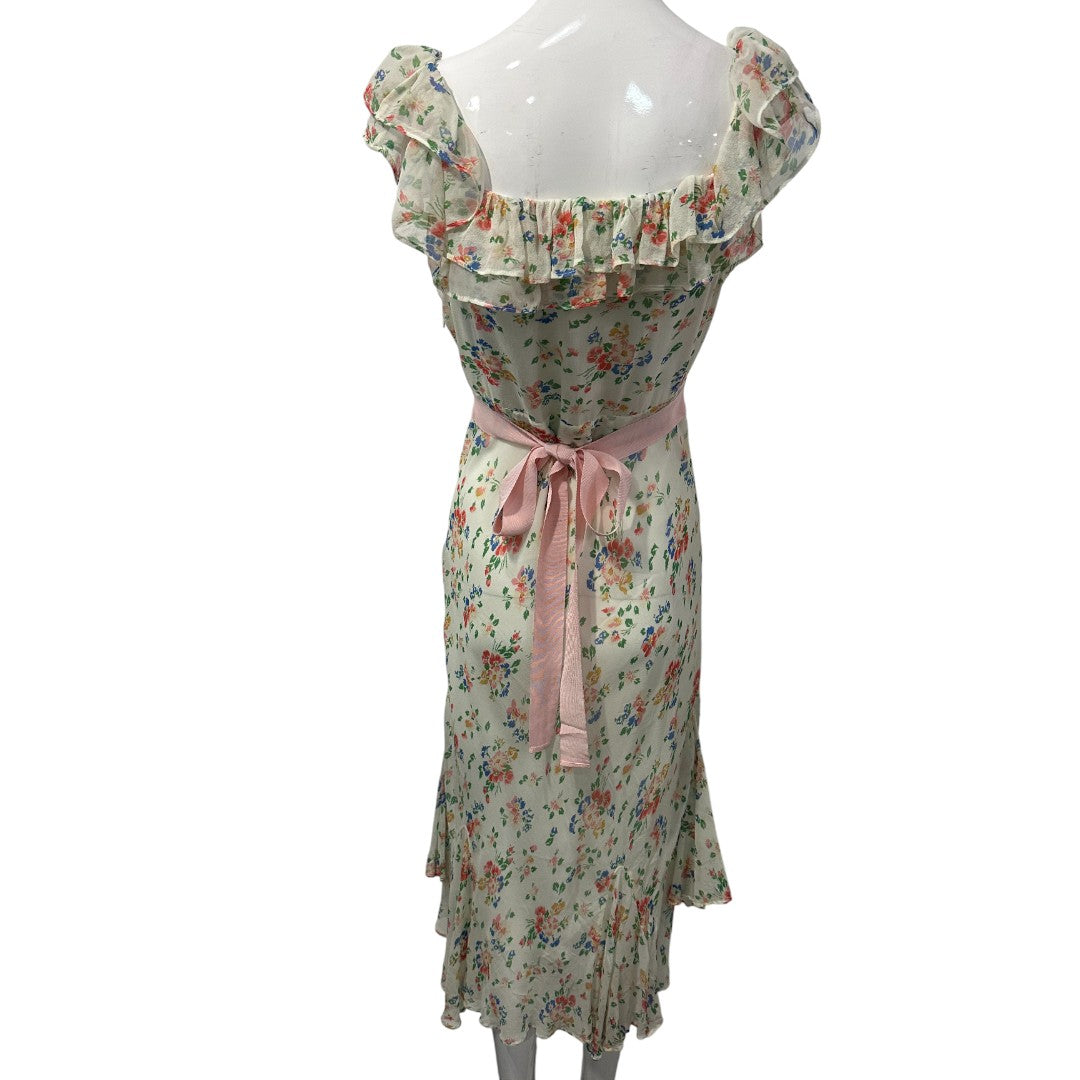 Loveshackfancy Floral Confetti Silk Floral Print Faith Midi Dress Women's