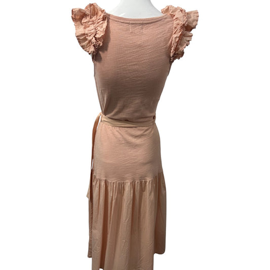 Nation LTD Light Pink Cotton Everleigh Millennial Front Tie Midi Dress