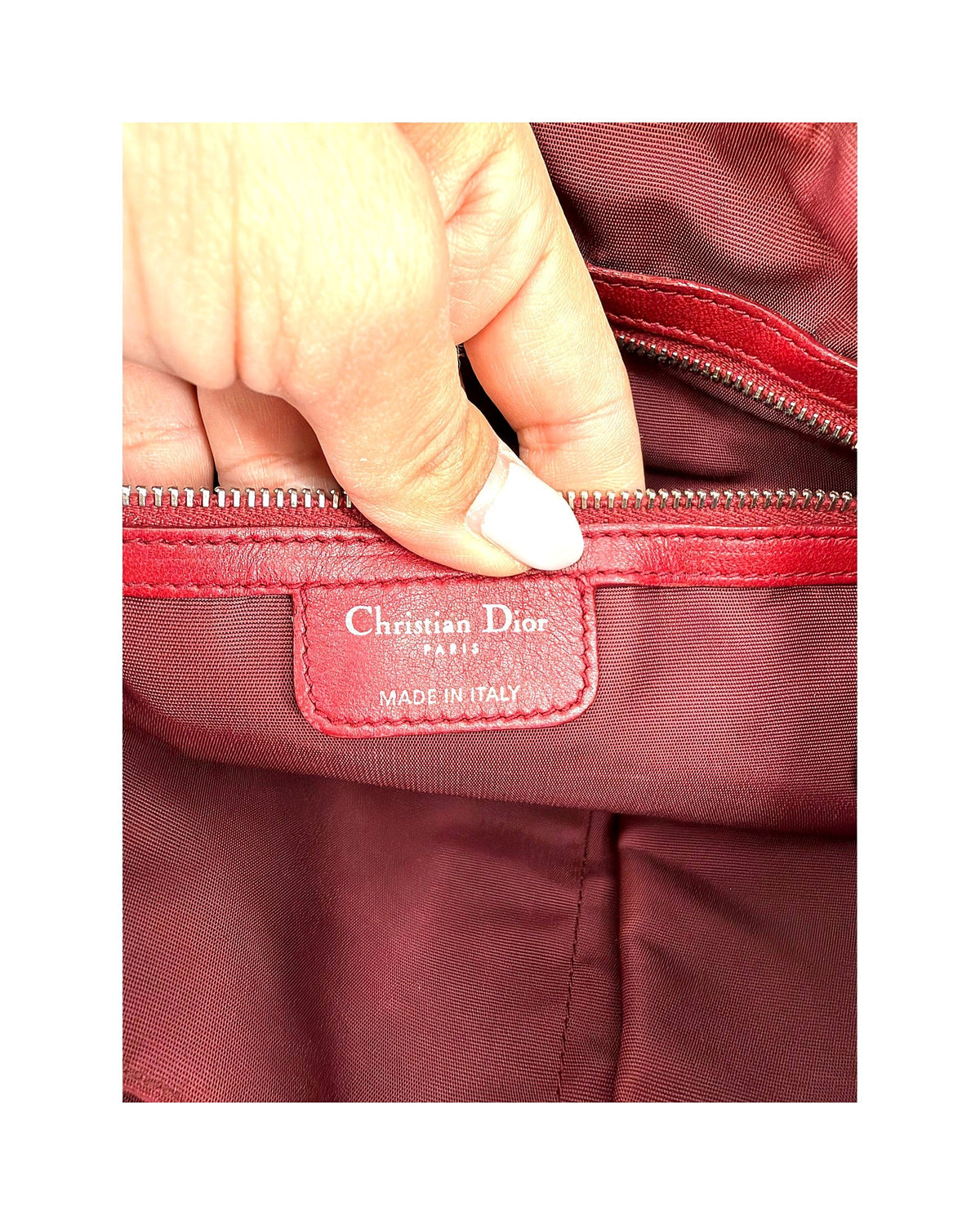 Christian Dior Granville Medium Tote Burgundy Cannage Lambskin Shoulder Strap