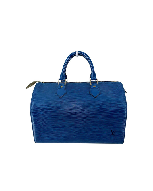 Louis Vuitton Epi Leather Speedy 30 Toledo Blue Top Handle Bag Vintage