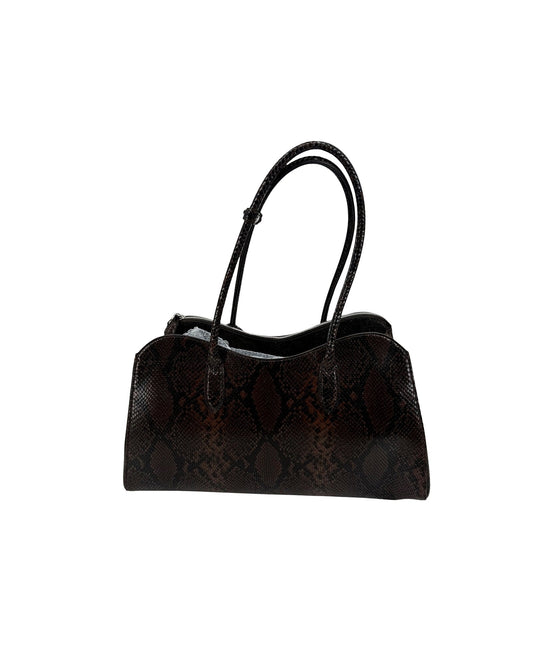 Stella McCartney Ryder Padlock Shoulder Bag Snake Effect Brown Vegan NWT