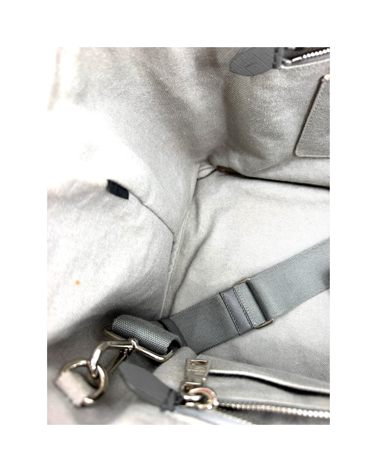Prada Canapa Studded Crystal Canvas Tote Grey Convertible Shoulder Bag w/ Strap