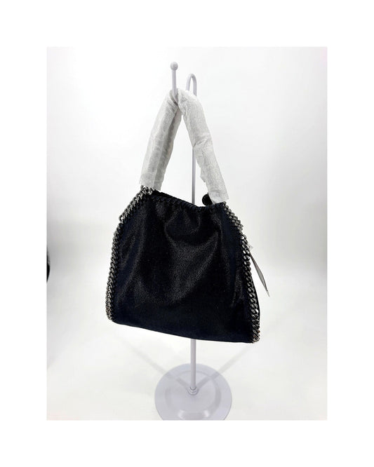 Stella McCartney Falabella Mini Tote Midnight Navy Shaggy Deer Silver Chain NWT