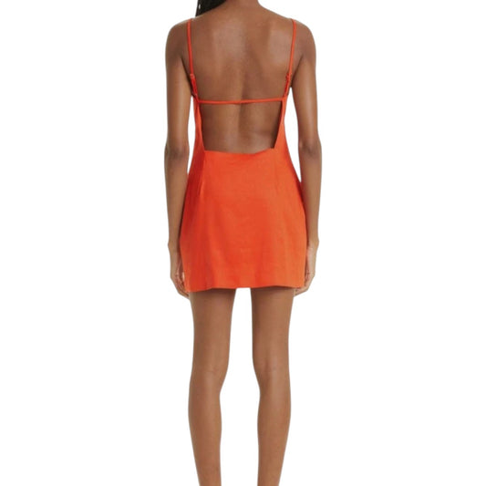 Gauge 81 Linen Blend Chaleg Cut-Out Mini Dress Coral