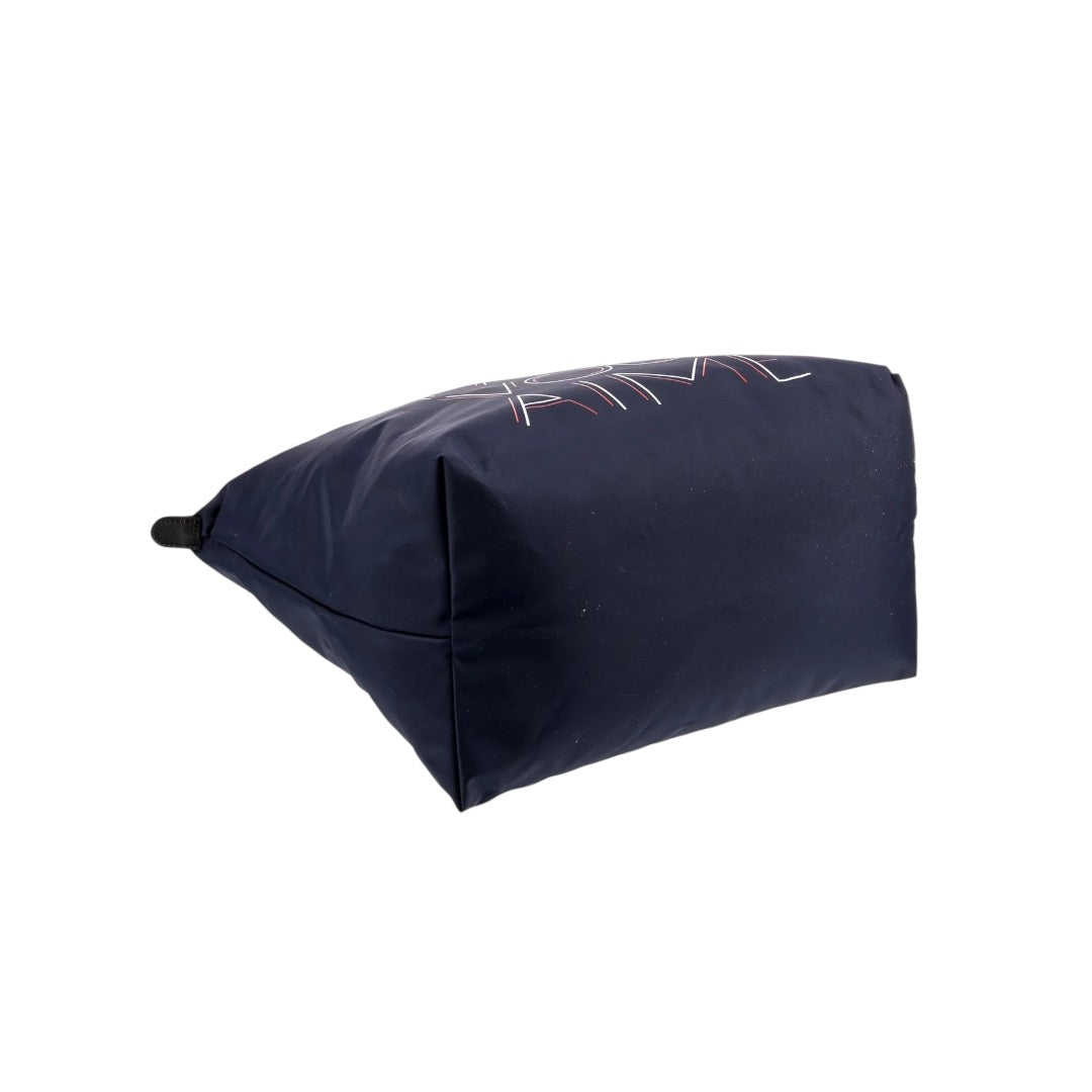 Longchamp x Paris Aéroport Canvas w/ PARIS VOUS AIME Print Medium Tote Bag Blue