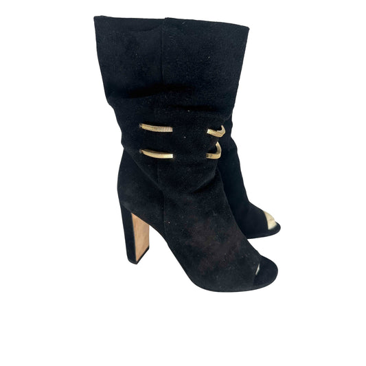 Jimmy Choo Suede Open Toe Mysen Ankle Booties Boots
