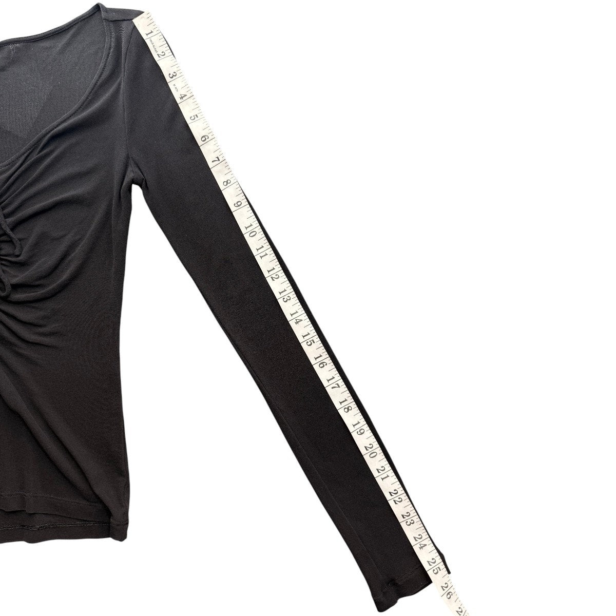 BCBGMAXAZRIA Lace-Up Ruched Mesh Long Sleeve Top Black Women's Size XXS