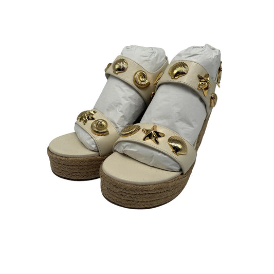 Larroudé Leather Madison Wedge Espadrille Sandals