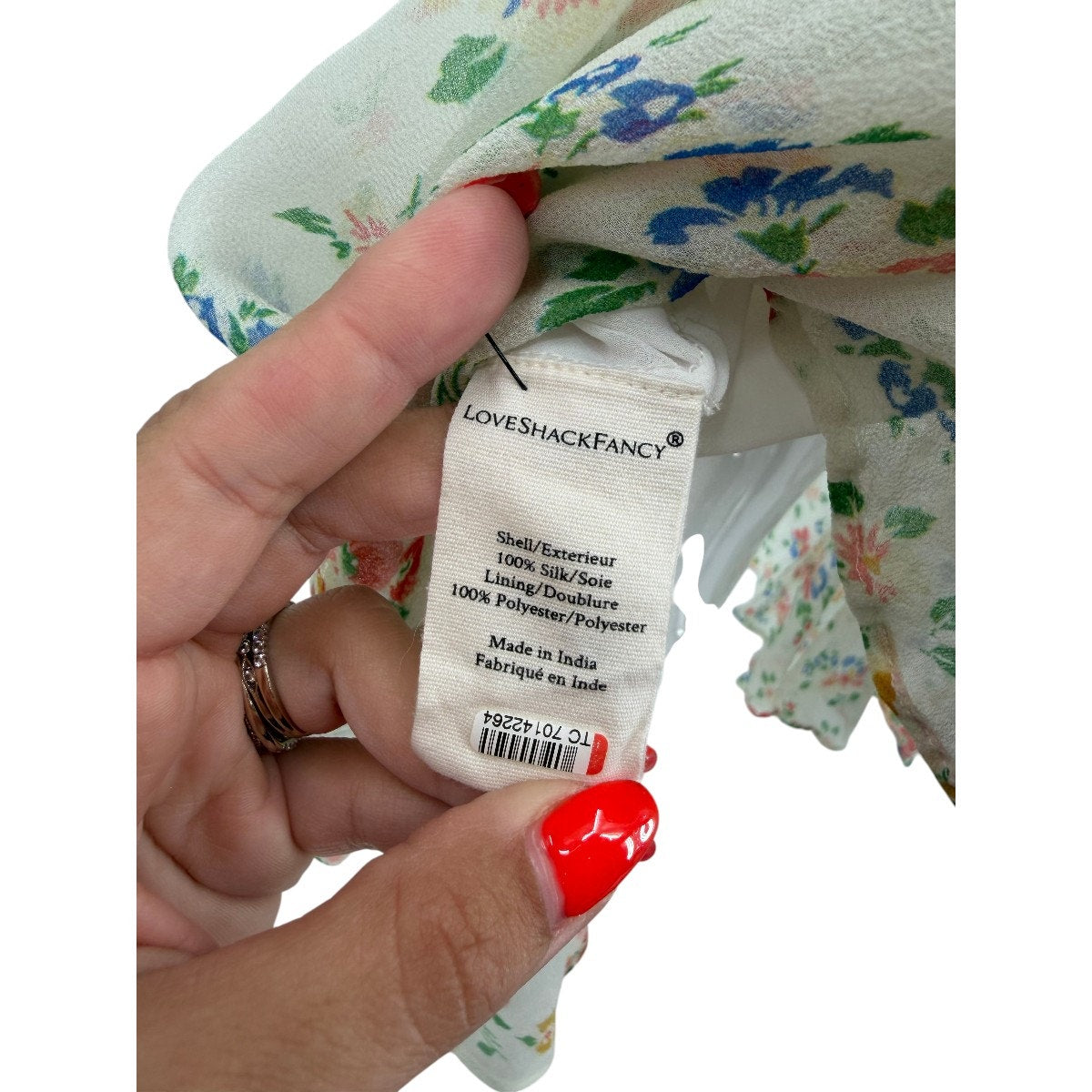 LoveShackFancy Silk Floral Print Crepe The Chine Midi Dress