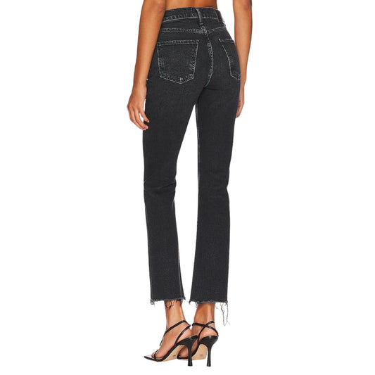 Citizens of Humanity Black Cotton Denim Isola Cropped Jeans Women's