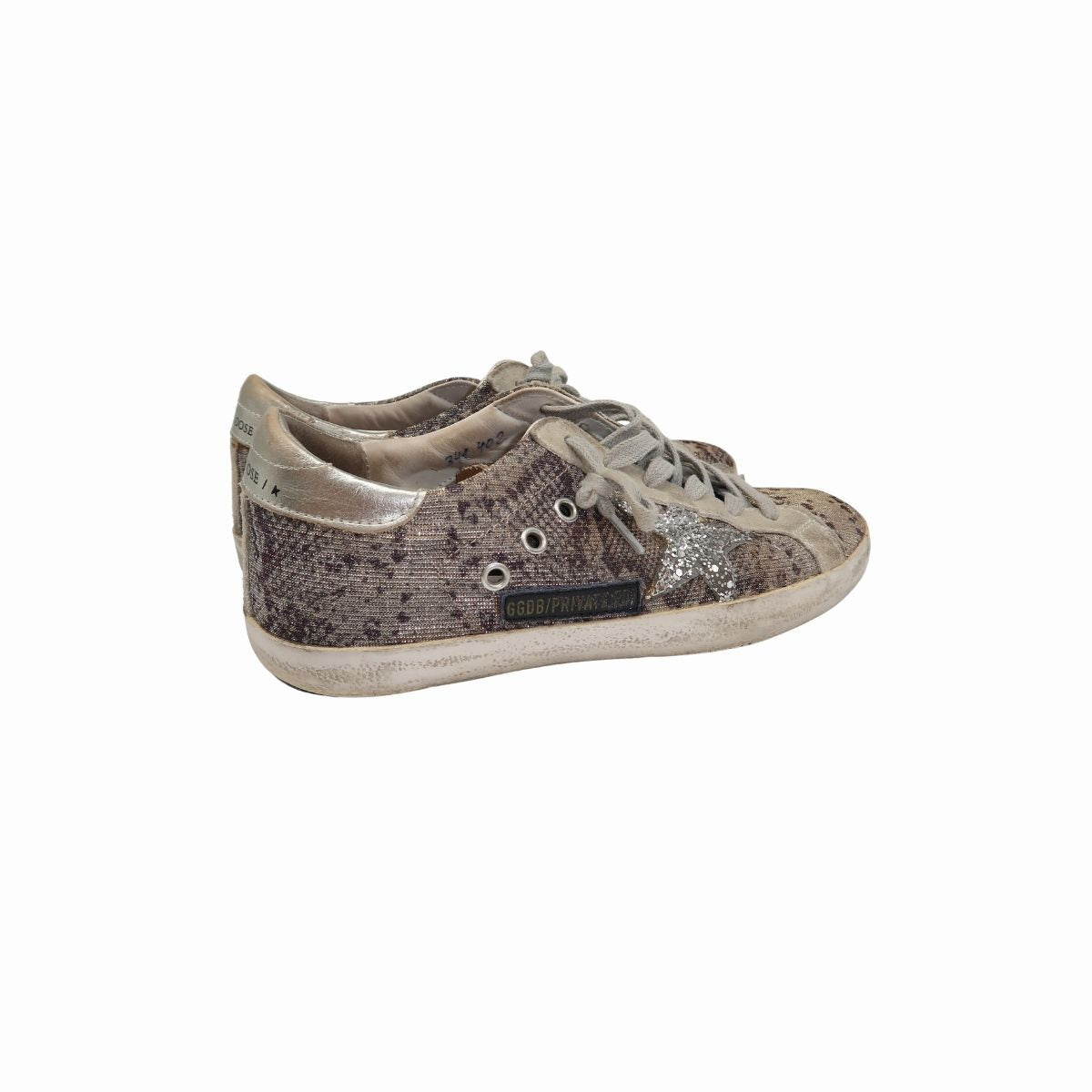 Golden Goose Canvas Suede Trim Snake Print Super Star Sneakers