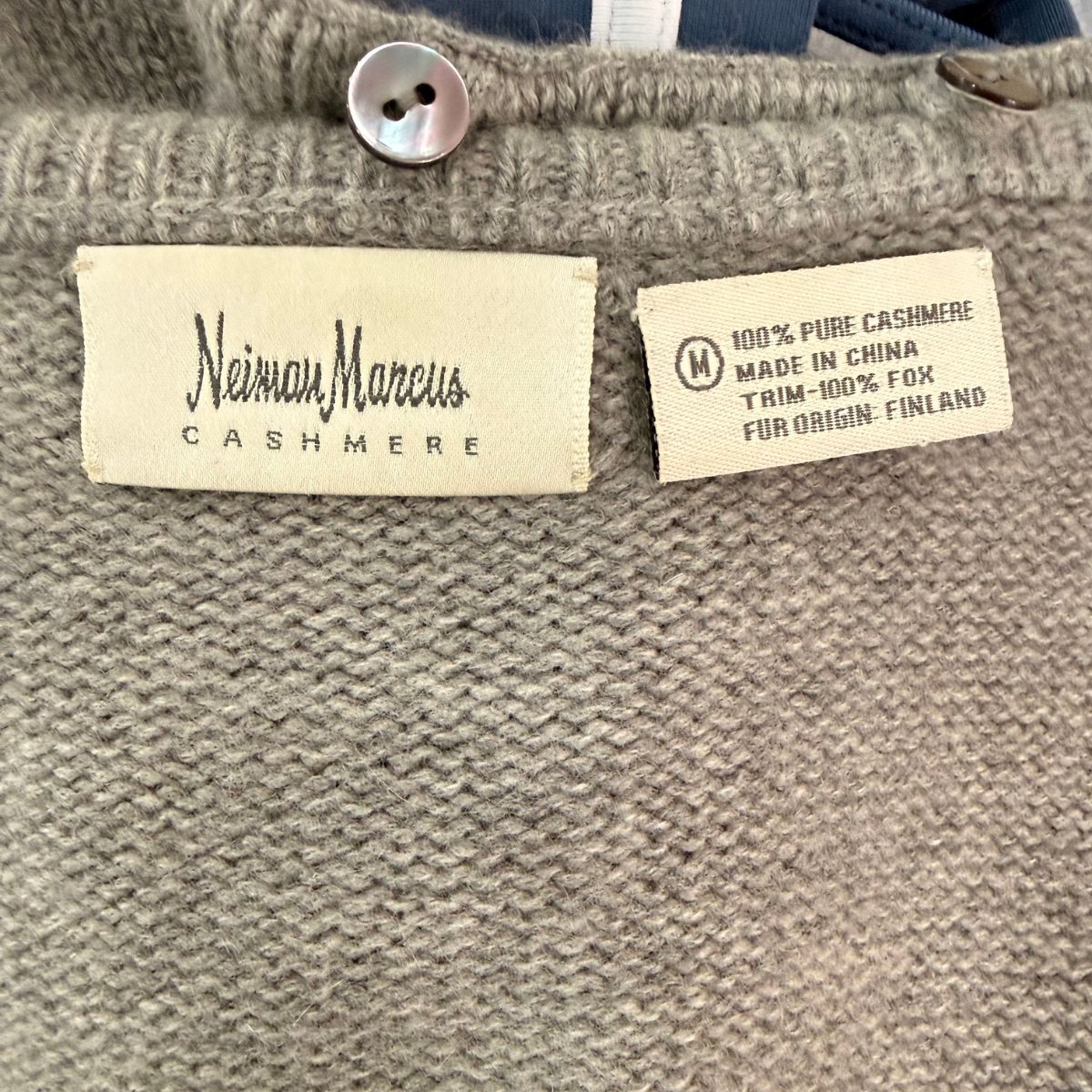 Neiman Marcus Fox Fur Cashmere Full Zip Hoodie Jacket