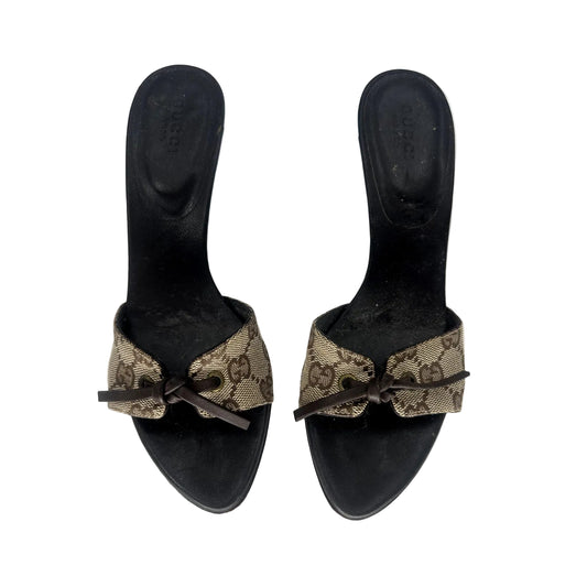 Gucci Monogram Canvas Knot Detail Slide Sandals