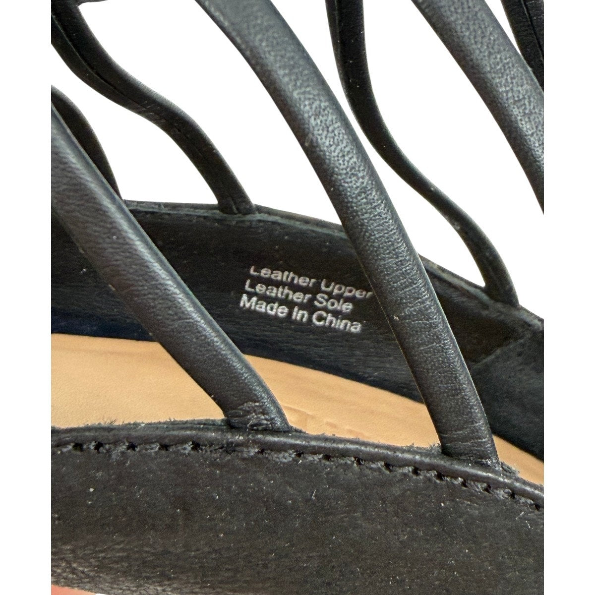L.A.M.B. Leather Peep Toe Strappy Sandals Ankle Booties Black Women's Size 7