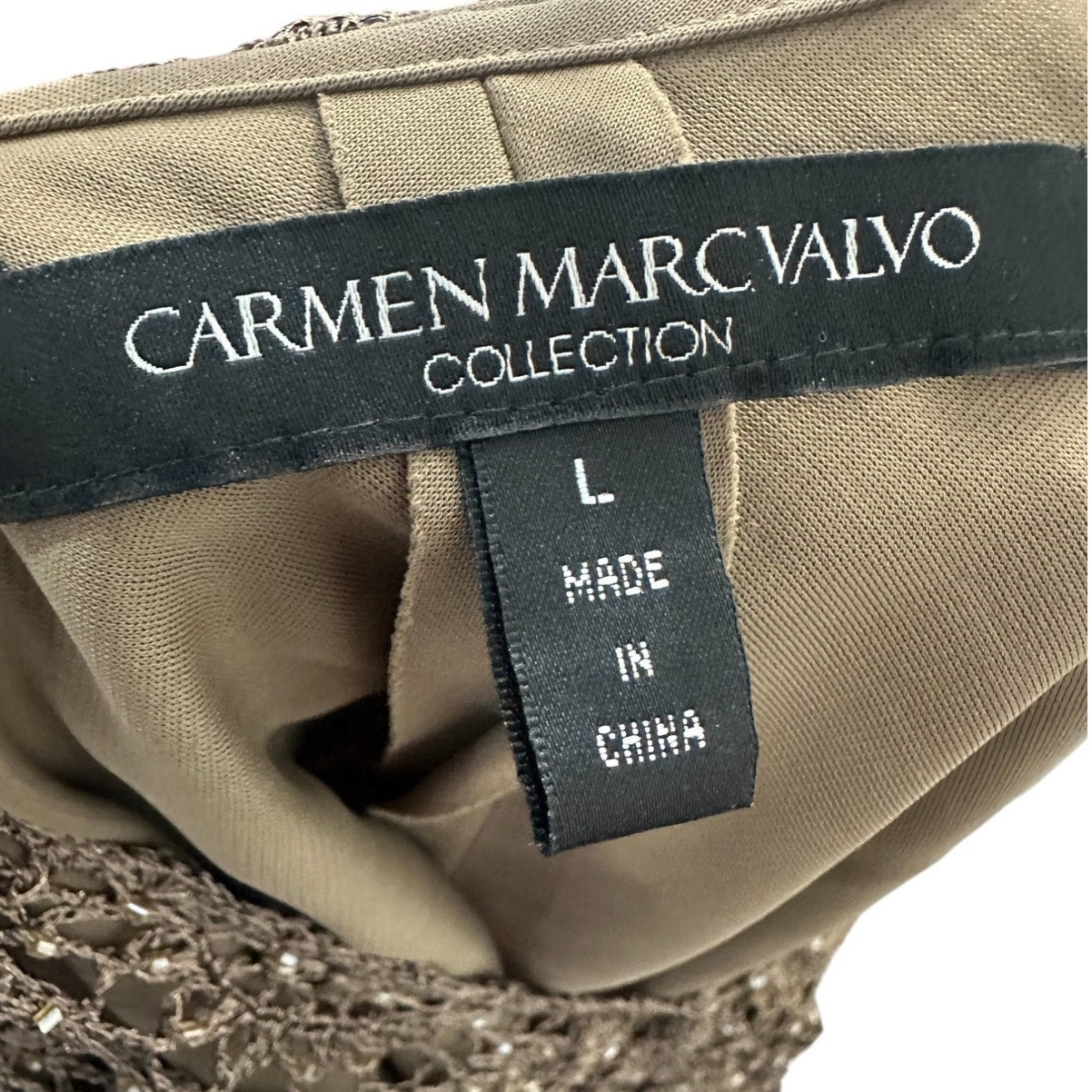 Carmen Marc Valvo Collection Maxi Dress Crochet Lace Cardigan Set