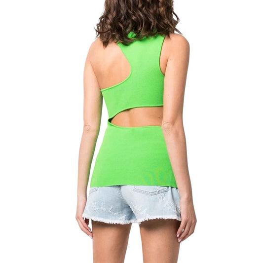Stella McCartney Asymmetric Cut Out Knit Tank Top Green Women's Size 36
