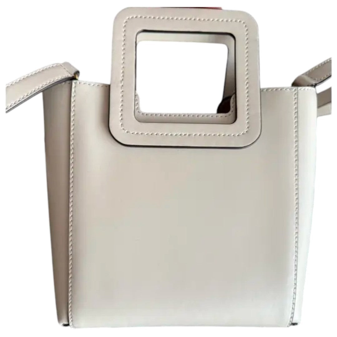 Staud Leather Mini Shirley Crossbody Bag Cream
