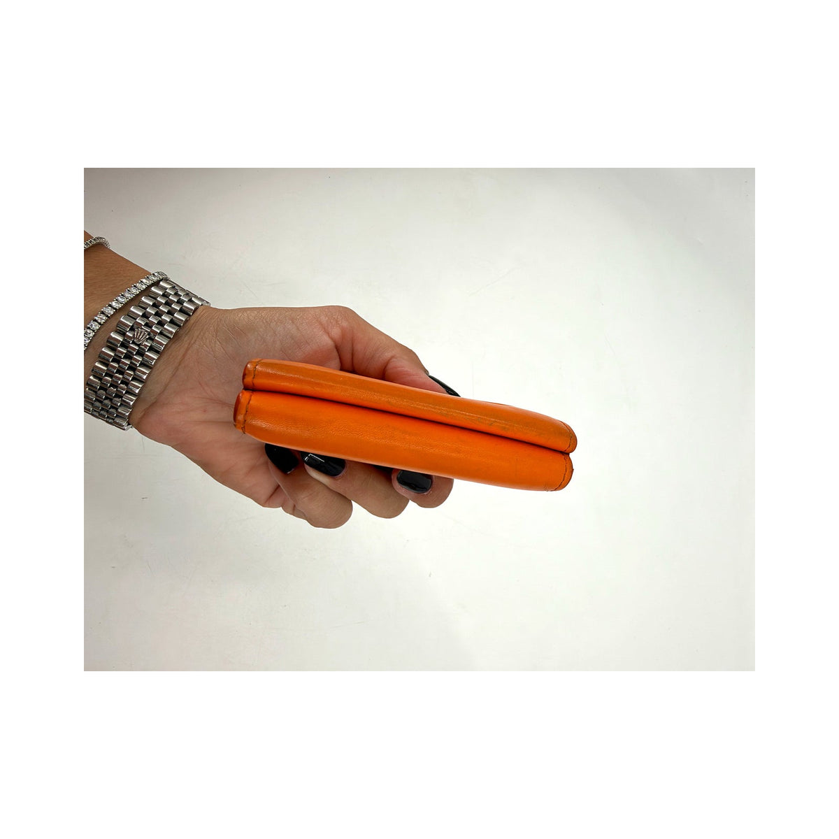 Loewe Anagram Embossed Leather Compact Wallet Orange