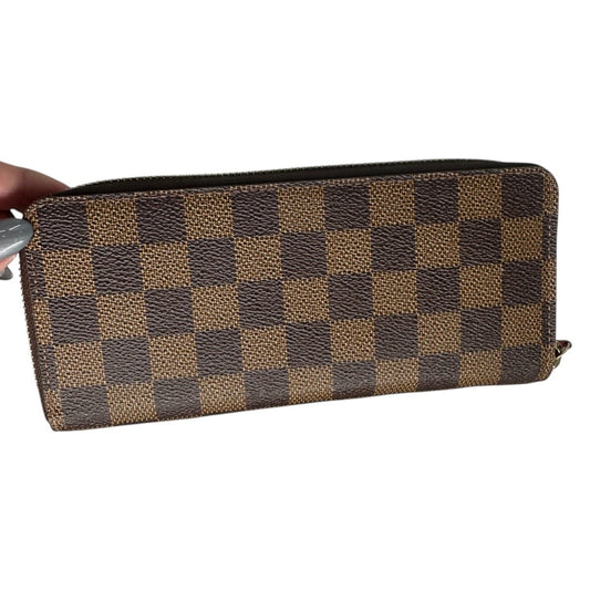 Louis Vuitton Clemence Wallet Damier Ebene Rose Ballerine Women's One Size