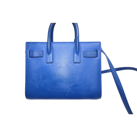 Saint Laurent Classic Sac De Jour Tote Bag Blue Leather Logo Accent Women's OS