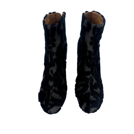 Stella McCartney Velvet Brocade Block Heel Ankle Boots