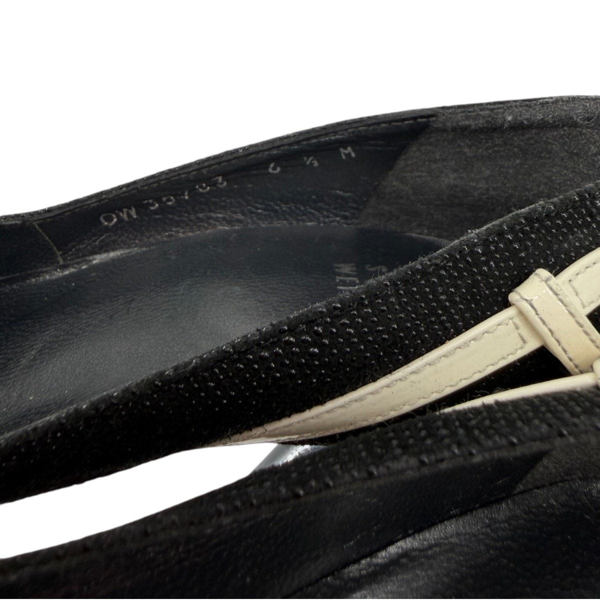 Stuart Weitzman Black & Ivory Pointed Toe Pumps Slip On Heels Women's Size 6.5M