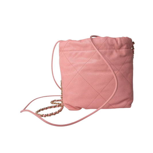 Chanel Caviar Leather Quilted Chain Strap 22 Mini Handbag Light Pink